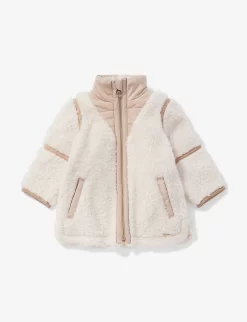 Chloé Brand-plaque Contrast-trim Fleece Coat 1-3 Years