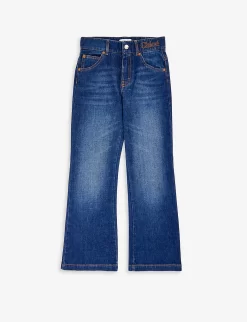 Chloé Embroidered-branding Flared-leg Denim-blend Jeans 6-14 Years