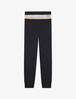 Chloé Stripe Logo-embroidered Organic Cotton-blend Jogging Bottoms 8-14 Years -Boutique Fashionable Childrens Clothing Store R04167180 NAVY ALT02