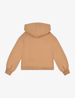Chloé Logo-embroidered Cotton-jersey Hoody 4-14 Years -Boutique Fashionable Childrens Clothing Store R04167182 STONE ALT02