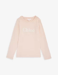 Chloé Logo-embroidered Long-sleeved Cotton-jersey T-shirt 4-14 Years