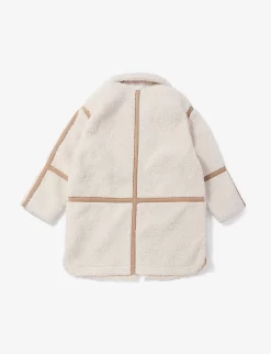 Chloé Funnel-neck Contrast-trim Fleece Coat 10-14 Years -Boutique Fashionable Childrens Clothing Store R04167190 IVORY ALT02