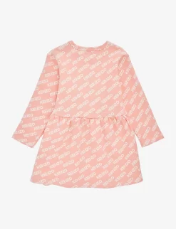Kenzo Logo-print Drawstring-waist Cotton-jersey Dress 6 Months-4 Years -Boutique Fashionable Childrens Clothing Store R04167534 NUDE ALT02