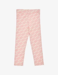 Kenzo Logo-print Stretch-cotton Leggings 6 Months-4 Years -Boutique Fashionable Childrens Clothing Store R04167535 NUDE ALT02