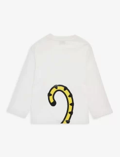 Kenzo Graphic Logo-print Long-sleeved Cotton-jersey T-shirt 6 Months-4 Years -Boutique Fashionable Childrens Clothing Store R04167546 IVORY ALT02