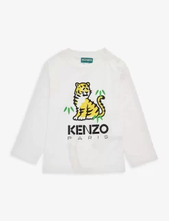 Kenzo Graphic Logo-print Long-sleeved Cotton-jersey T-shirt 6 Months-4 Years