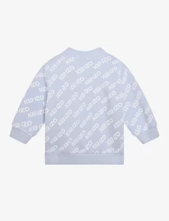 Kenzo Logo-print Long-sleeve Cotton-jersey Sweatshirt 6 Months-4 Years -Boutique Fashionable Childrens Clothing Store R04167547 PALEBLUE ALT02