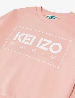 Kenzo Logo-print Long-sleeve Cotton-blend Sweatshirt 4-12 Years -Boutique Fashionable Childrens Clothing Store R04167561 NUDE ALT01