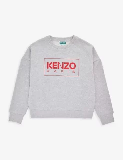 Kenzo Logo-print Melange Cotton-blend Sweatshirt 4-12 Years