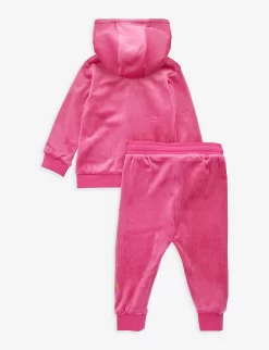 Juicy Couture Brand-print Regular-fit Stretch-velour Tracksuit 12 Months-36 Months -Boutique Fashionable Childrens Clothing Store R04168204 PINKYARROW ALT02