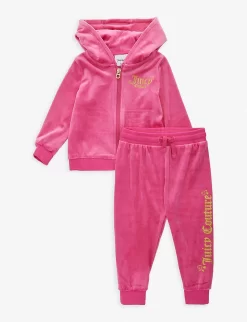 Juicy Couture Brand-print Regular-fit Stretch-velour Tracksuit 12 Months-36 Months
