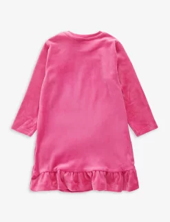 Juicy Couture Logo-embroidered Frill-hem Stretch-velour Dress 12-36 Months -Boutique Fashionable Childrens Clothing Store R04168205 PINKYARROW ALT02