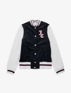 Juicy Couture Logo-embroidered Ribbed-trim Velour Jacket 8-16 Years
