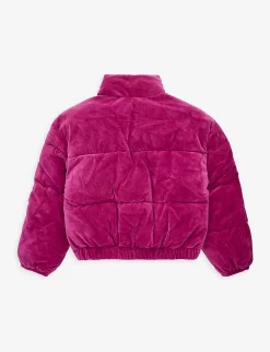 Juicy Couture Brand-print High-neck Velour Jacket 7-16 Years -Boutique Fashionable Childrens Clothing Store R04168214 FESTIVALFUCHSIA ALT02