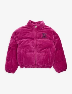 Juicy Couture Brand-print High-neck Velour Jacket 7-16 Years