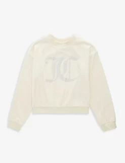 Juicy Couture Logo-print Long-sleeve Stretch-velour Sweatshirt 7-16 Years