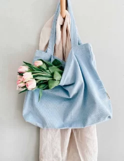 Rib Mom Stretch-cotton Shoulder Bag -Boutique Fashionable Childrens Clothing Store R04170550 LIGHTBLUE ALT04