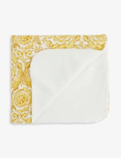 Versace Baroque-print Logo-embroidered Stretch Cotton-jersey Blanket
