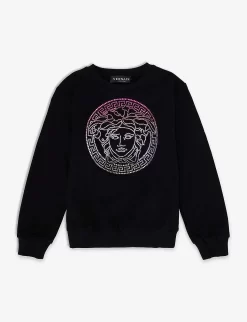 Versace Logo Rhinestone-embellished Cotton-jersey Sweatshirt 6-14 Years