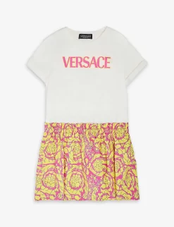 Versace Branded Graphic-print Cotton Dress 6-12 Years