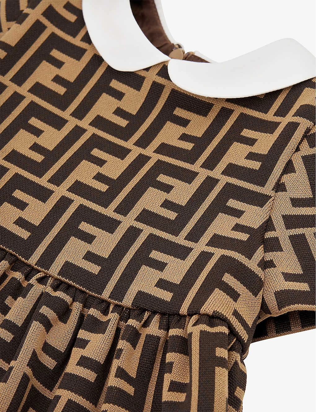 FENDI Monogram-pattern Gathered-waist Cotton-blend Dress 12-24 Months 2 FENDI Monogram-pattern Gathered-waist Cotton-blend Dress 12-24 Months - Image 2