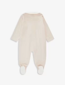 FENDI Bear-embroidered Stretch-cotton Two-piece Set 3-9 Months -Boutique Fashionable Childrens Clothing Store R04174932 BEIGEBABY ALT02