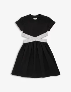 FENDI Cut-out-waist Logo-print Cotton-jersey Dress 8-12 Years