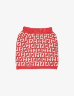 FENDI Monogram-weave Cotton And Wool-blend Skirt 8-12 Years -Boutique Fashionable Childrens Clothing Store R04174942 SEMOLINOKISSED ALT02