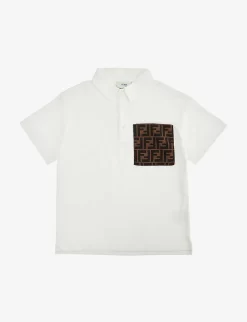 FENDI Monogram-pattern Short-sleeve Cotton Polo Shirt 4-12 Years