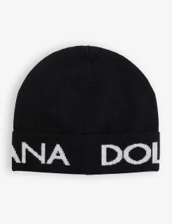 Dolce & Gabbana Cappello In Maglia Logo-embroidered Wool-knit Beanie -Boutique Fashionable Childrens Clothing Store R04179934 NERO ALT02