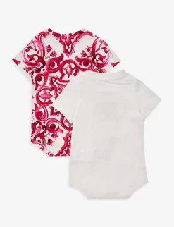 Dolce & Gabbana Graphic-print Short-sleeved Pack Of Two Cotton-jersey Bodysuits 3-12 Months -Boutique Fashionable Childrens Clothing Store R04179935 VARIANTEABBINATA ALT02