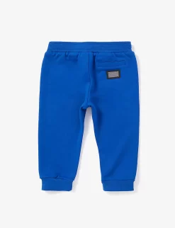 Dolce & Gabbana Pantalone Logo-plaque Cotton-jersey Jogging Bottoms 12-30 Months -Boutique Fashionable Childrens Clothing Store R04179941 BLUETTESCURO ALT02