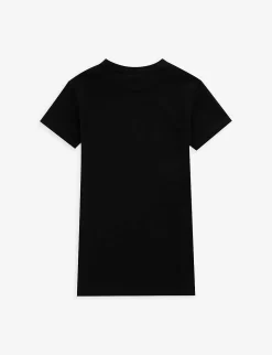 Dolce & Gabbana Logo Text-print Stretch-cotton-jersey Dress 6-12 Years -Boutique Fashionable Childrens Clothing Store R04179988 NERO ALT02