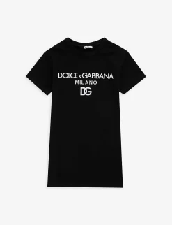 Dolce & Gabbana Logo Text-print Stretch-cotton-jersey Dress 6-12 Years