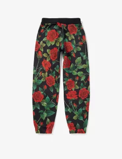 Dolce & Gabbana Pantalone Floral-pattern Cotton-jersey Jogging Bottoms 10-12 Years -Boutique Fashionable Childrens Clothing Store R04179993 ROSEROSSEFDONERO ALT02