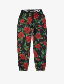 Dolce & Gabbana Pantalone Floral-pattern Cotton-jersey Jogging Bottoms 10-12 Years