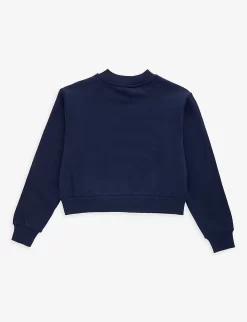 Dolce & Gabbana Logo Text-print Cotton-jersey Sweatshirt 8-12 Years -Boutique Fashionable Childrens Clothing Store R04179999 BLU ALT02