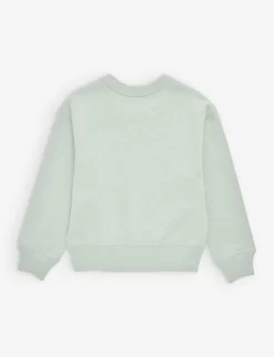 Acne Studios Logo-embroidered Long-sleeve Cotton-jersey Sweatshirt 3-10 Years -Boutique Fashionable Childrens Clothing Store R04182383 SOFTGREEN ALT02