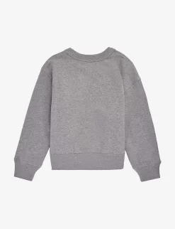 Acne Studios Logo-embroidered Long-sleeve Cotton-jersey Sweatshirt 3-10 Years -Boutique Fashionable Childrens Clothing Store R04182385 LIGHTGREYMELANGE ALT02