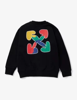 Logo-print Regular-fit Cotton-jersey Sweatshirt 4-12 Years -Boutique Fashionable Childrens Clothing Store R04182545 BLACKMULT ALT02