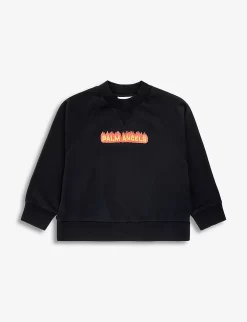 Palm Angels Flames Logo-print Cotton-jersey Sweatshirt 4-12 Years