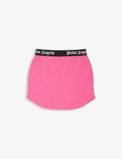 Palm Angels Logo-waistband Cotton-jersey Skirt 6-12 Years -Boutique Fashionable Childrens Clothing Store R04183317 FUCHSIABLACK ALT02