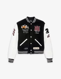 Amiri Logo-patch Contrast-sleeve Wool-blend Jacket 10-12 Years