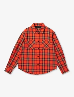 Amiri Brand-embroidered Plaid-pattern Cotton-flannel Shirt 4-12 Years