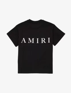 Amiri Bones Rubberised Logo-print Cotton T-shirt 4-12 Years -Boutique Fashionable Childrens Clothing Store R04183370 BLACK ALT02