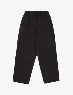Kids ESSENTIALS Brand-patch Cotton-blend Trousers 2-12 Years -Boutique Fashionable Childrens Clothing Store R04183823 JETBLACK ALT02