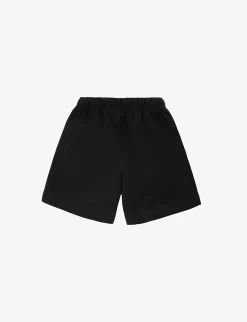Kids ESSENTIALS Rubberised Brand-badge Cotton-blend Shorts 2-16 Years -Boutique Fashionable Childrens Clothing Store R04183824 JETBLACK ALT02