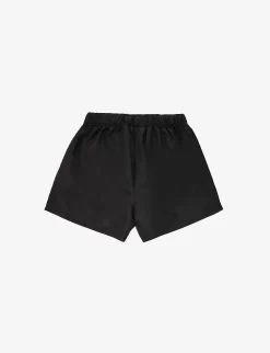 Kids ESSENTIALS Brand-appliqué Drawstring-waistband Shell Shorts 2-16 Years -Boutique Fashionable Childrens Clothing Store R04183825 JETBLACK ALT02