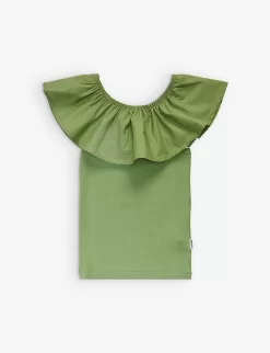 Molo G Reca Ruffle-trim Organic-cotton T-shirt