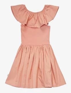 Molo Christal Ruffle-trim Stretch Organic-cotton Dress 2-12 Years -Boutique Fashionable Childrens Clothing Store R04184128 MUTEDROSE ALT02